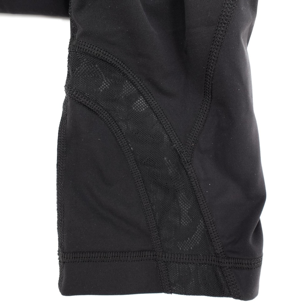 Lululemon Pants Womens 4 Black Crop Capri Mesh Lace Panel Zip Pocket Yoga Run - Picture 11 of 15